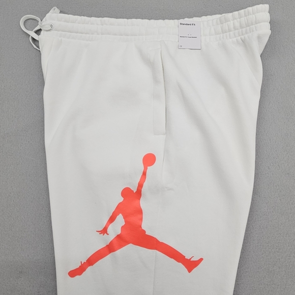 NWT Nike Air Jordan Fleece Joggers Mens Size 2XL White Orange Jumpman Drawstring - Picture 6 of 13
